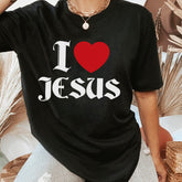 Sandjest Christian T-Shirt I Love Jesus Gift for Christians Jesus Lover Bible Lover
